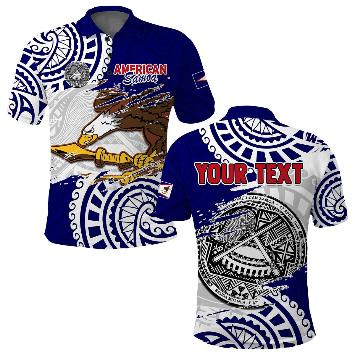 Custom American Samoa Polo Shirt Independence Day Polynesian Special Version LT14 Adult Blue - Polynesian Pride