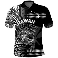 Custom Hawaii Polo Shirt Kakau Warrior Helmet Gradient White Polynesian LT14 White - Polynesian Pride