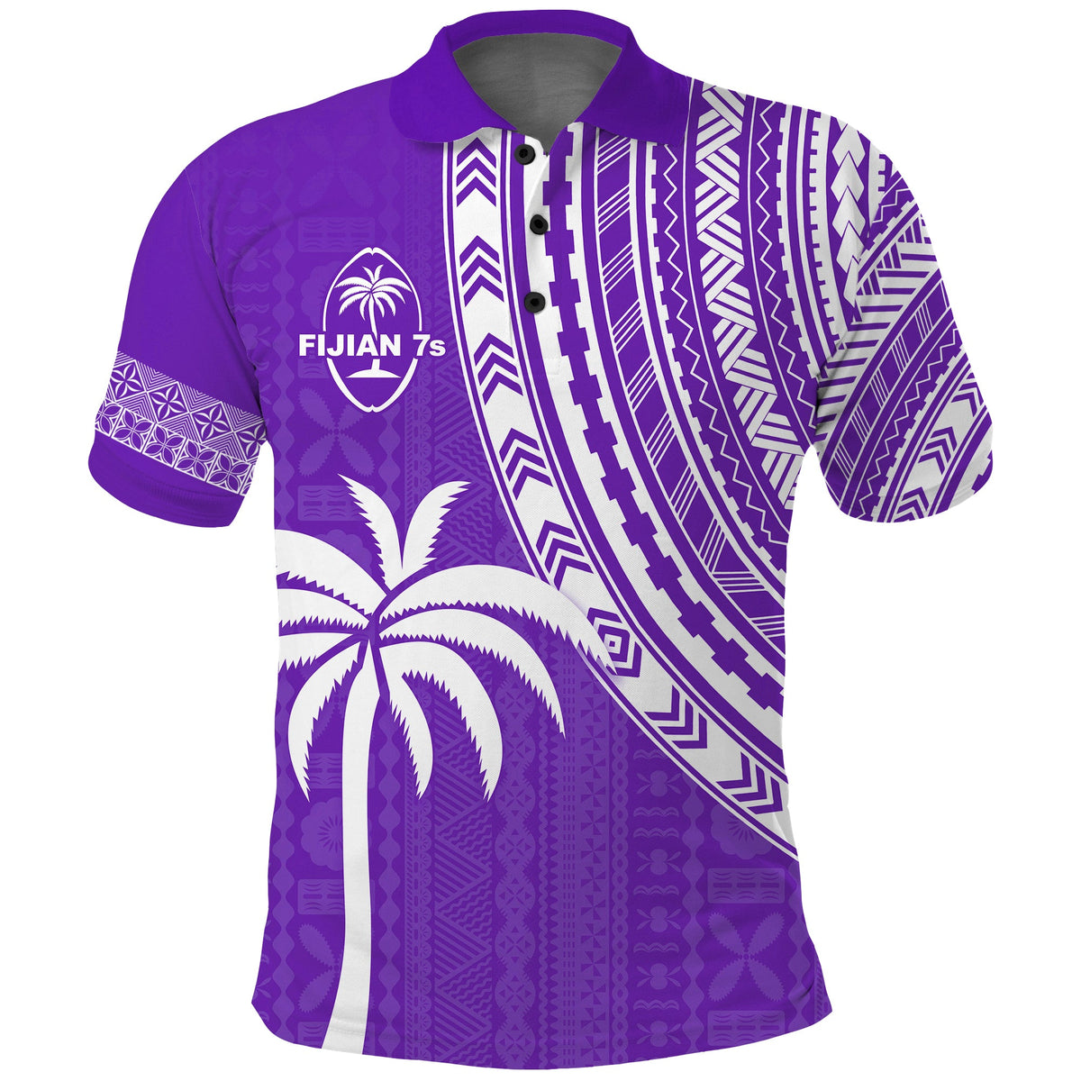(Custom Text and Number) Fiji Rugby Sevens Polo Shirt Fijian 7s Tapa Polynesian Purple LT13 - Polynesian Pride