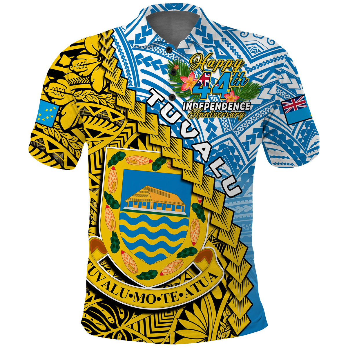Custom Tuvalu 1978 Polo Shirt Happy 44th Independence Anniversary Polynesian Pattern LT14 - Polynesian Pride