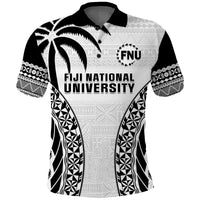 Custom Fiji University Polo Shirt National Fijian Tapa Pattern White LT14 White - Polynesian Pride