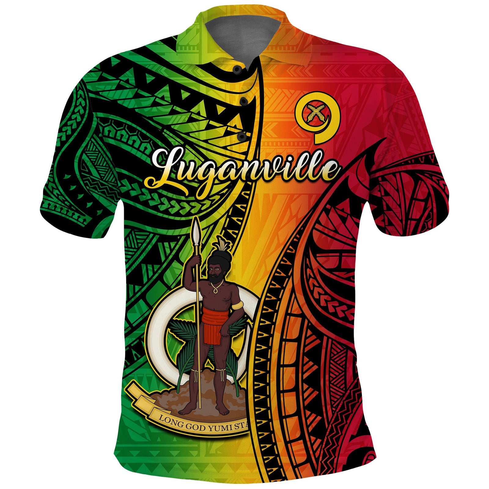 Vanuatu Polo Shirt Luganville Polynesian Reggae Coat Of Arms LT14 Reggae - Polynesian Pride