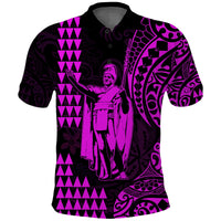 Hawaii Day Kakau Polo Shirt Proud To Be Hawaiian Purple King Kamehameha and Kanaka Maoli LT13 Purple - Polynesian Pride