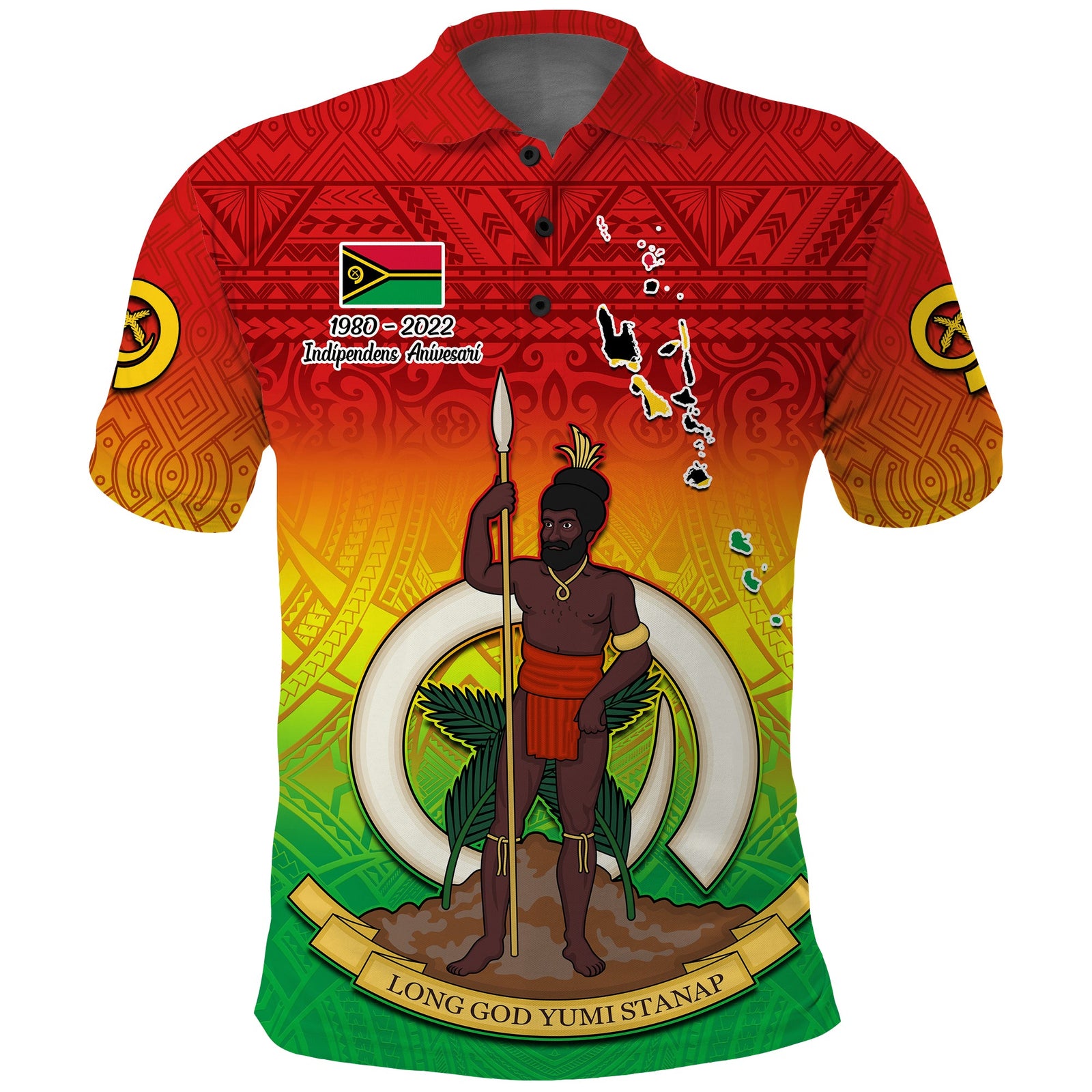 Vanuatu Independence Day Polo Shirt 42nd Anniversary Yumi Yumi Yumi LT13 Red - Polynesian Pride