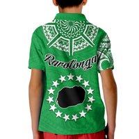 Rarotonga Cook Islands Polo Shirt Turtle and Map Style Green LT13 - Polynesian Pride
