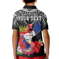 Custom Guam Chamorro Polo Shirt Guaman Latte Stone Tropical Flowers Black Style LT14 - Polynesian Pride