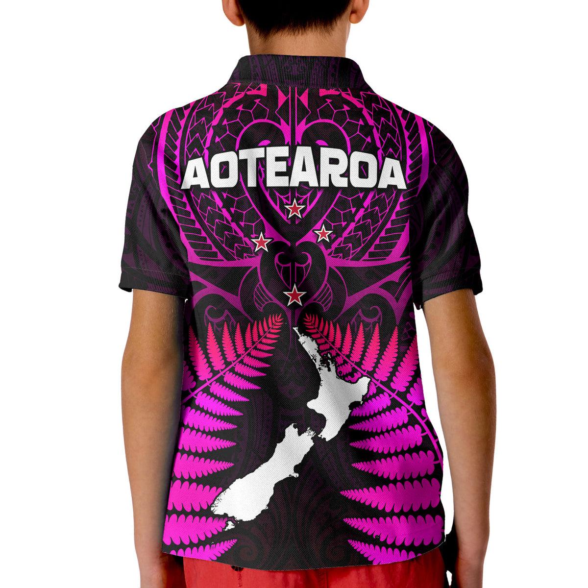 New Zealand Polo Shirt Aotearoa Fern Hei Tiki Purple Style LT13 - Polynesian Pride