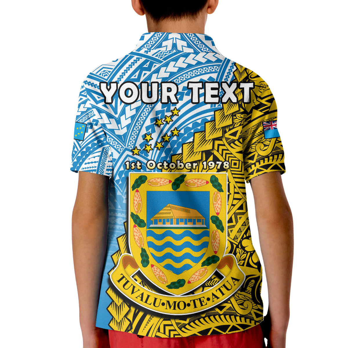 (Custom Personalised) Tuvalu 1978 Polo Shirt KID Happy 44th Independence Anniversary Polynesian Pattern LT14 - Polynesian Pride