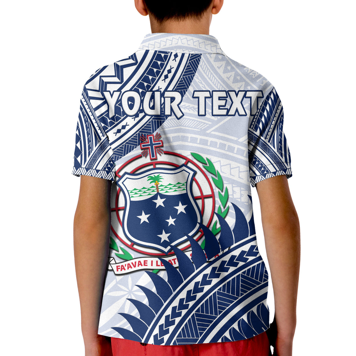 Custom HRPP Samoa Polo Shirt KID Samoan Coat Of Arms Polynesian Pattern LT14 - Polynesian Pride