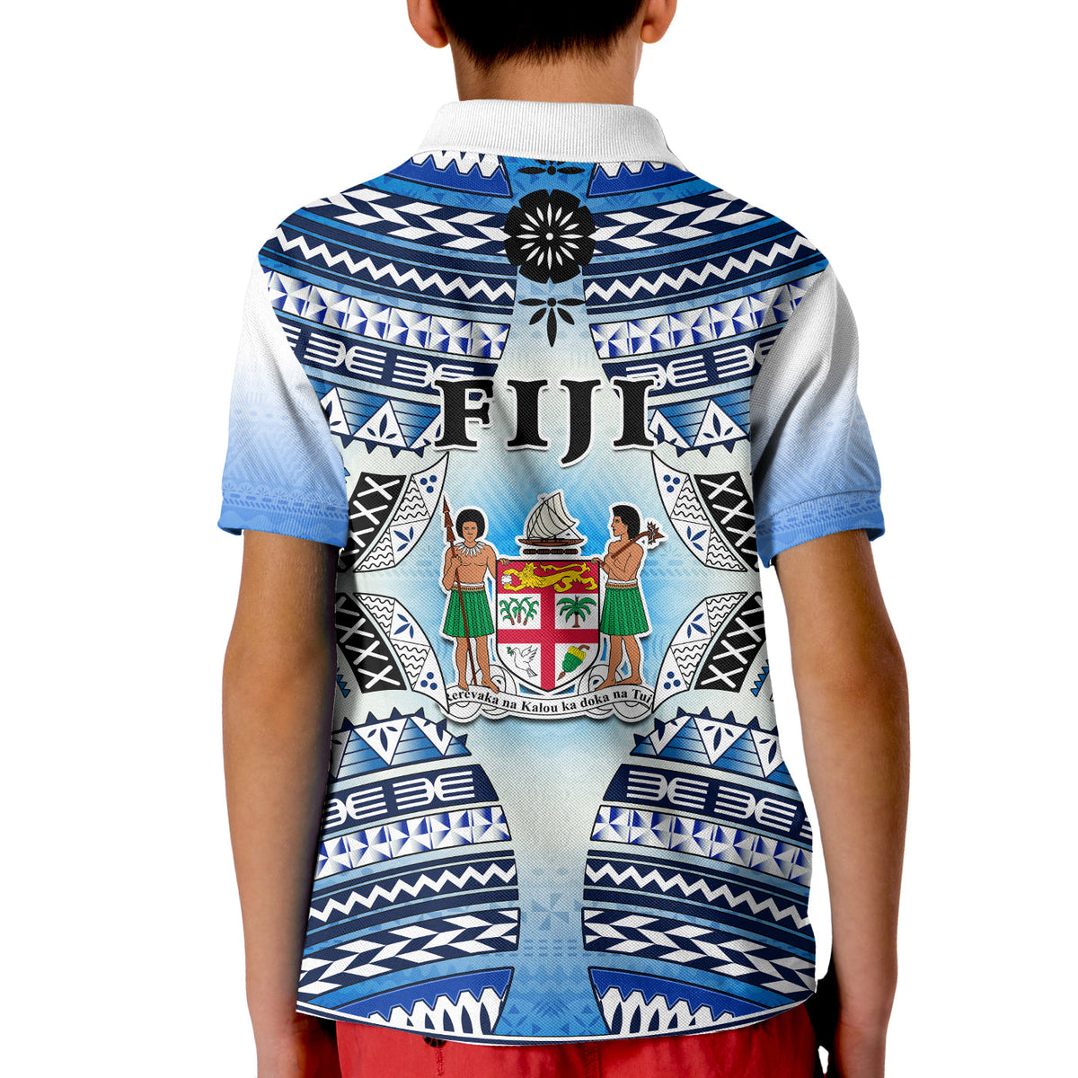 Fiji Polo Shirt KID Kaiviti Fijian Special Tapa Pattern LT14 - Polynesian Pride