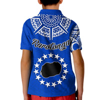 Rarotonga Cook Islands Polo Shirt Turtle and Map Style Blue LT13 - Polynesian Pride