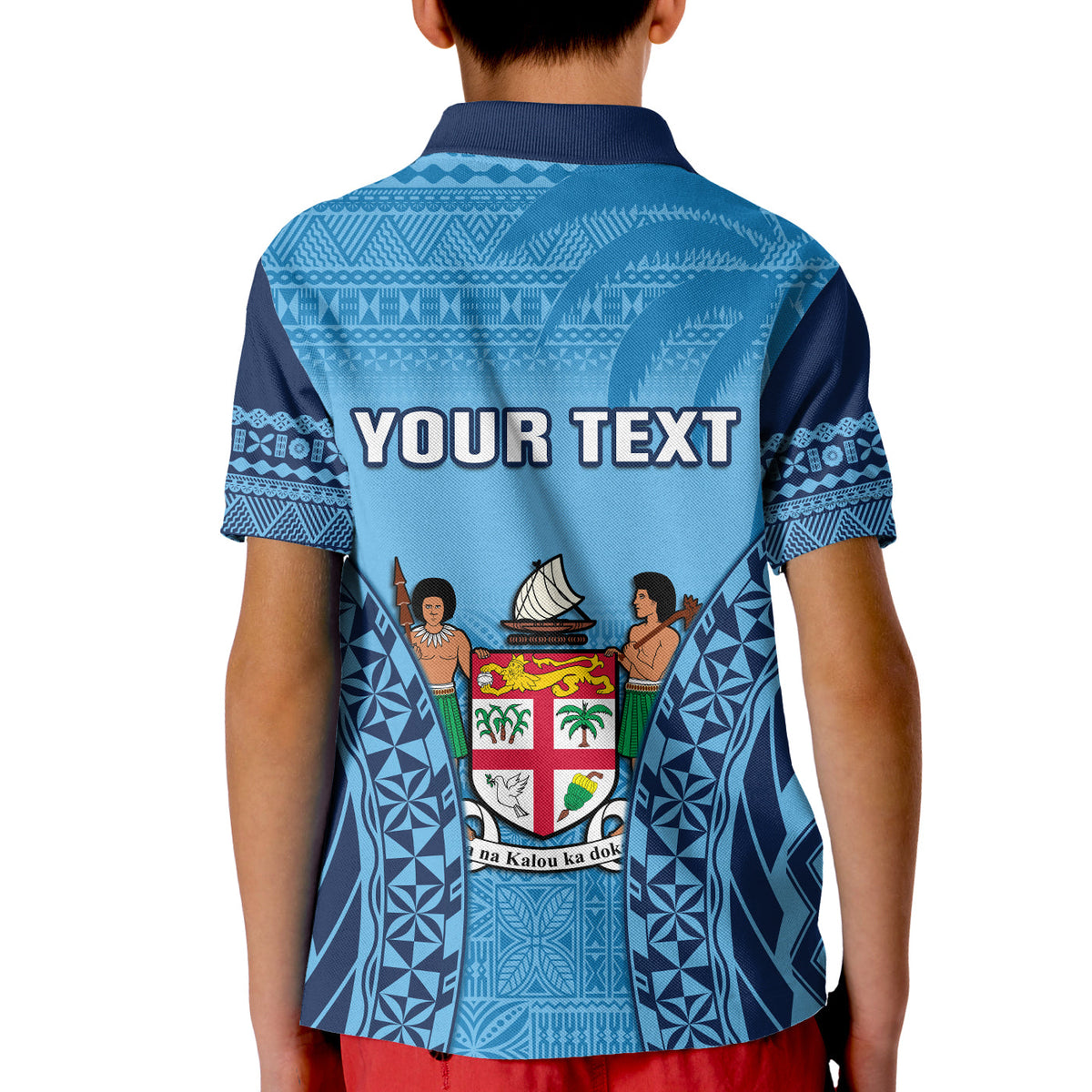Custom Fiji University Polo Shirt National Fijian Tapa Pattern Blue LT14 - Polynesian Pride
