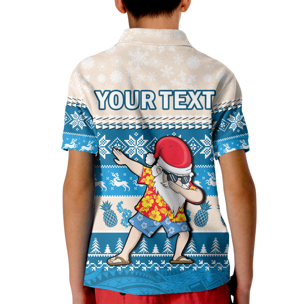 Custom Hawaii Mele Kalikimaka Polo Shirt Dabbing Santa Blue Merry Christmas LT14 - Polynesian Pride