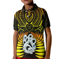 New Zealand Polo Shirt Aotearoa Fern Hei Tiki Gold Style LT13 - Polynesian Pride