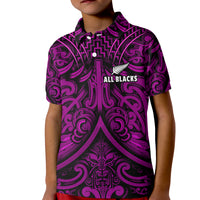 New Zealand Silver Fern Rugby Polo Shirt All Black Purple NZ Maori Pattern LT13 - Polynesian Pride