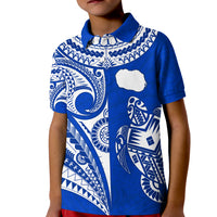 Rarotonga Cook Islands Polo Shirt Turtle and Map Style Blue LT13 - Polynesian Pride