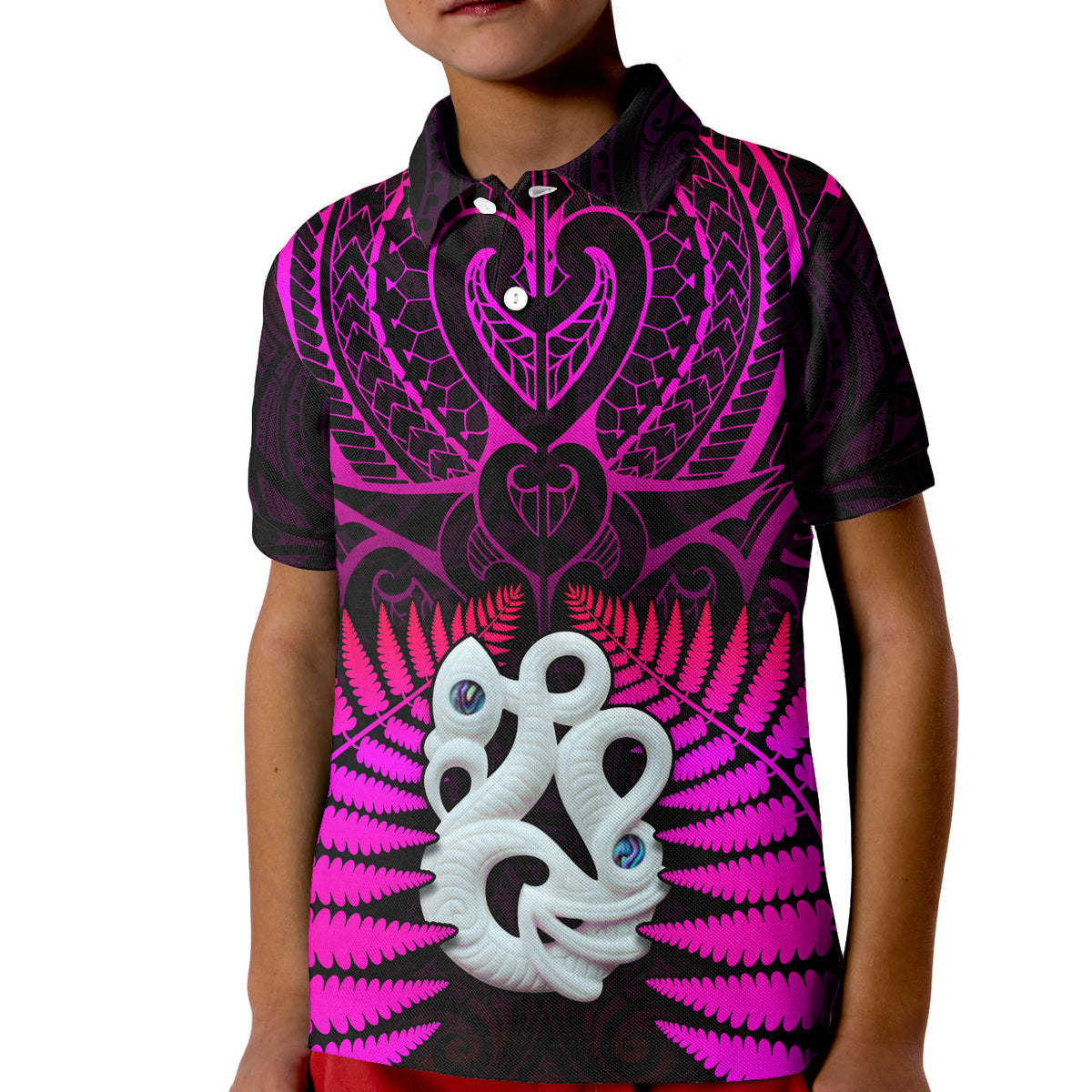 New Zealand Polo Shirt Aotearoa Fern Hei Tiki Purple Style LT13 - Polynesian Pride