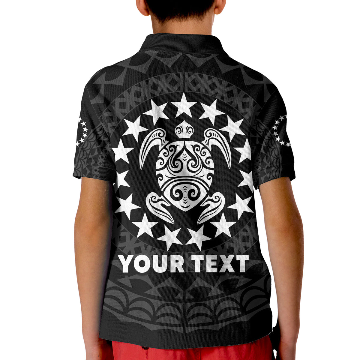Custom Islands Polo Shirt Circle Pattern Mix Sea Turtle Black Version LT14 - Polynesian Pride
