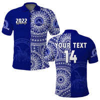 (Custom Text and Number) Queen Salote Tonga College Polo Shirt Class Of Year Tongan Ngatu Pattern LT14 Adult Blue - Polynesian Pride