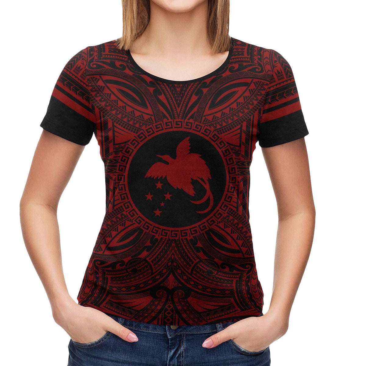 Papua New Guinea All T Shirt Papua New Guinea Flag Polynesian Red Black - Polynesian Pride