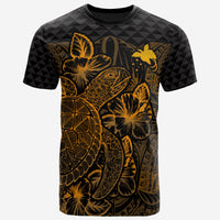 Papua New Guinea T Shirt Papua New Guinea Flag Turtle Hibiscus Gold Unisex Gold - Polynesian Pride
