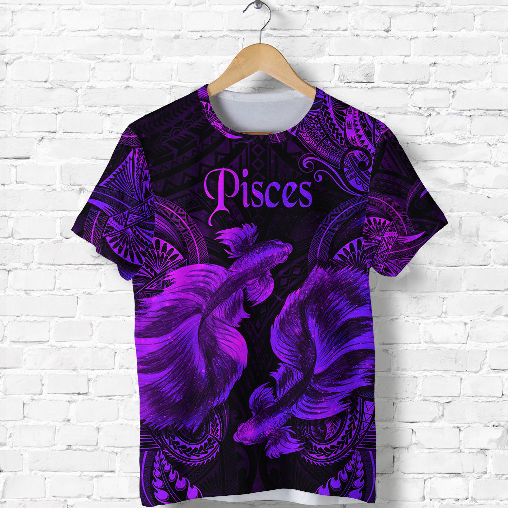 Pisces Zodiac Polynesian T Shirt Unique Style Purple LT8 - Polynesian Pride