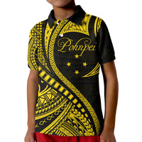 Pohnpei Polo Shirt Federated States of Micronesia Gold Wave Style LT9 Kid Gold - Polynesian Pride