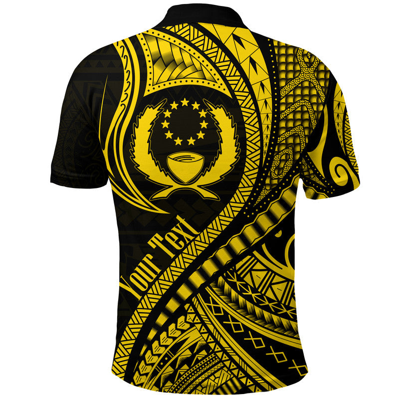 Custom Pohnpei Polo Shirt Federated States of Micronesia Gold Wave Style LT9 - Polynesian Pride
