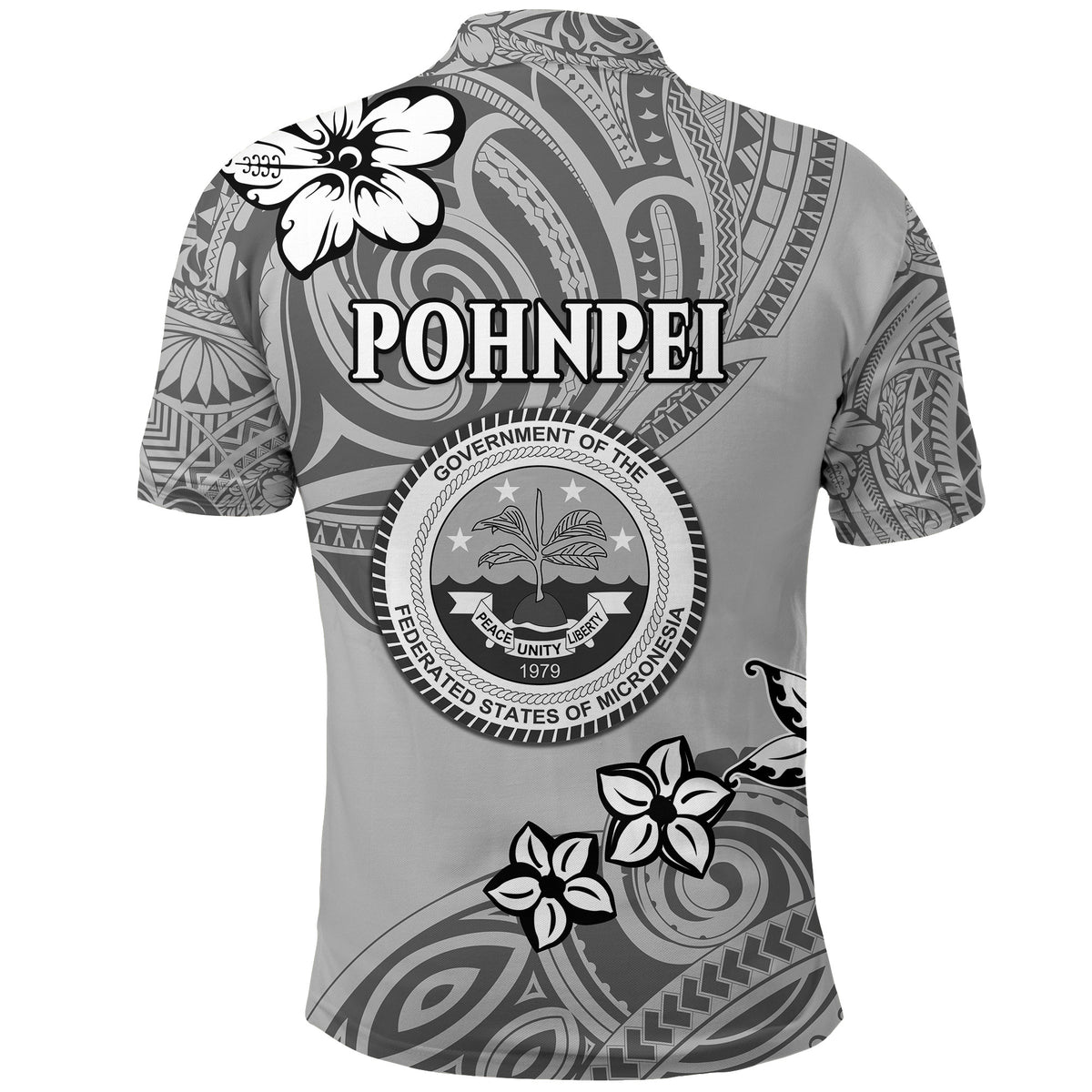 Pohnpei Polo Shirt Unique Vibes Grey LT8 - Polynesian Pride