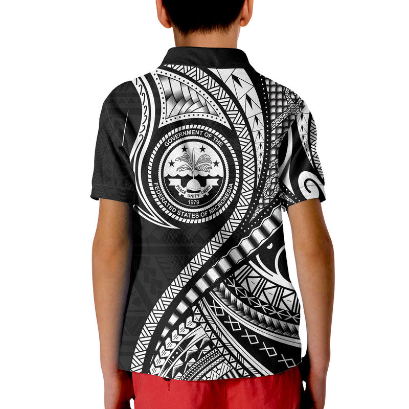 Federated States of Micronesia Independence Day Polo Shirt Black Polynesian Wave Style LT9 - Polynesian Pride