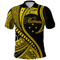 Federated States of Micronesia Polo Shirt Gold Polynesian Wave Style LT9 Adult Gold - Polynesian Pride
