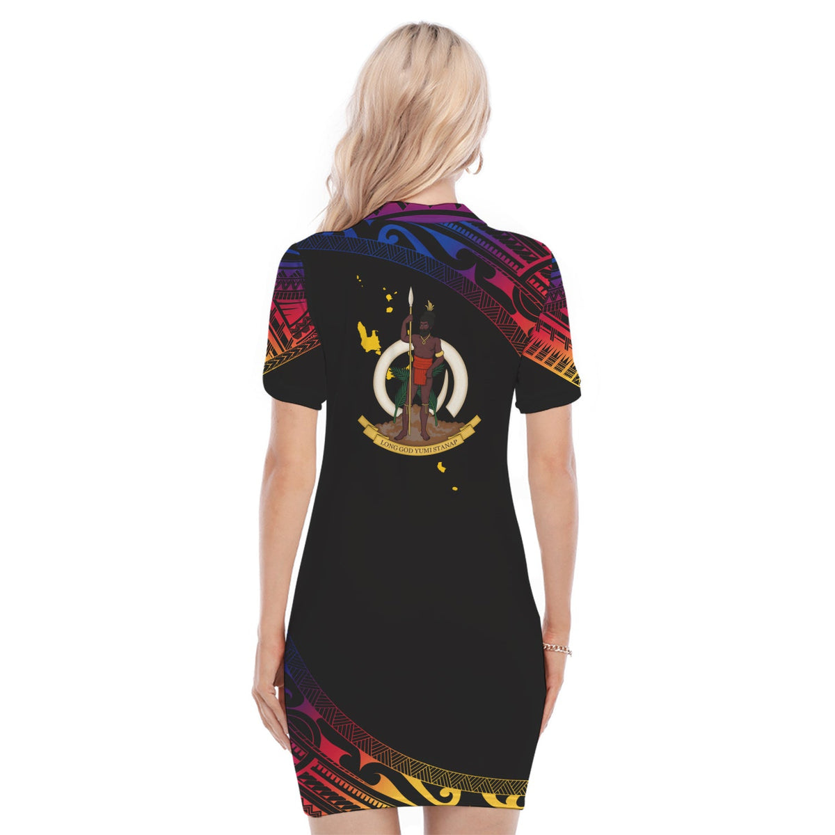 Vanuatu Proud To Be A Ni-Van - Polynesian Pattern Polo Dress - Torba Province LT7 - Polynesian Pride