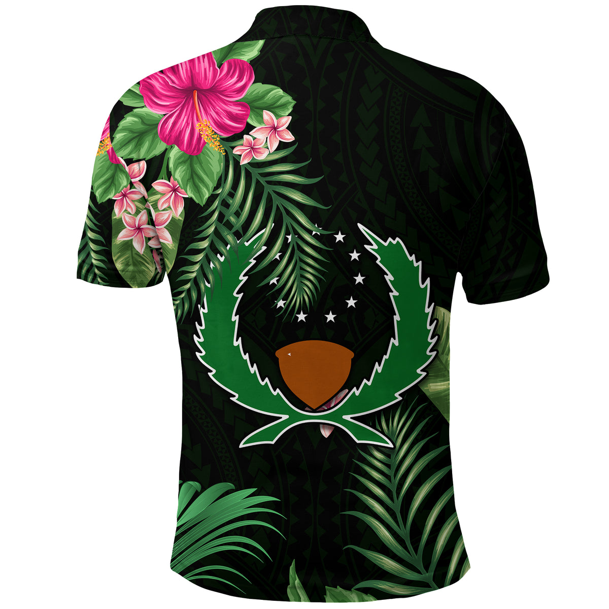 Custom Pohnpei Micronesia Green Polo Shirt Tropical Flowers LT13 - Polynesian Pride
