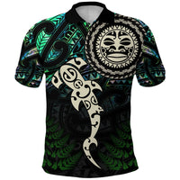 Custom Aotearoa Paua Shell Polo Shirt Maori Manaia and Fish LT13 - Polynesian Pride