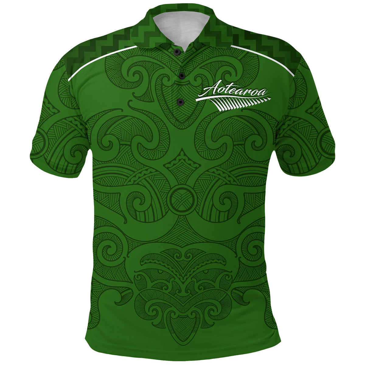 Custom Maori 2021 Polo Shirt Green Aotearoa Tattoo Custom Text and Number LT13 - Polynesian Pride