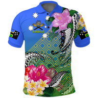 South Sea Islanders Kanakas Hibiscus Polynesia Polo Shirt LT2 BLUE - Polynesian Pride