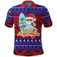 Guam Christmas Felis Pasgua Santas Guam Surf Board Polo Shirt LT2 RED - Polynesian Pride