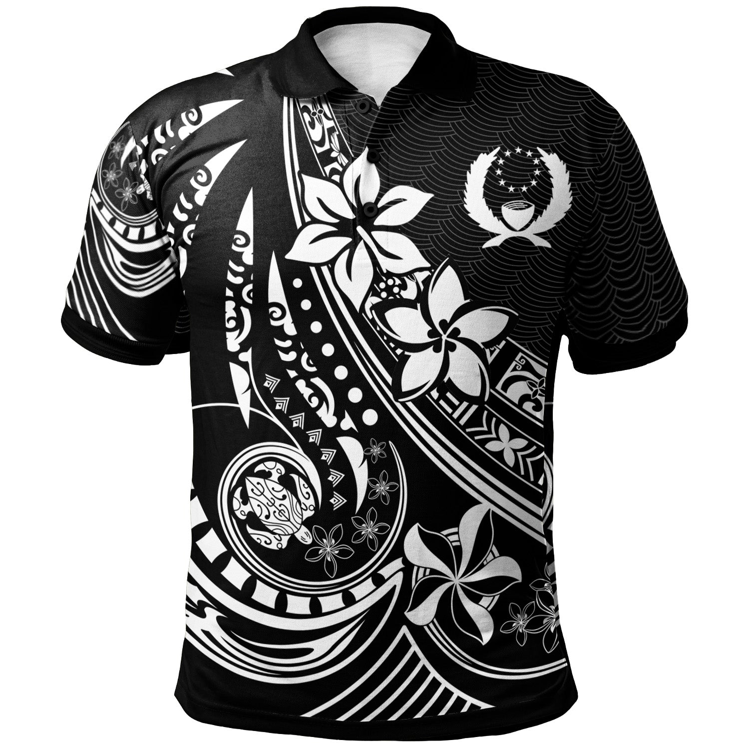 Pohnpei Polynesian Chief Polo Shirt Black Version Black - Polynesian Pride