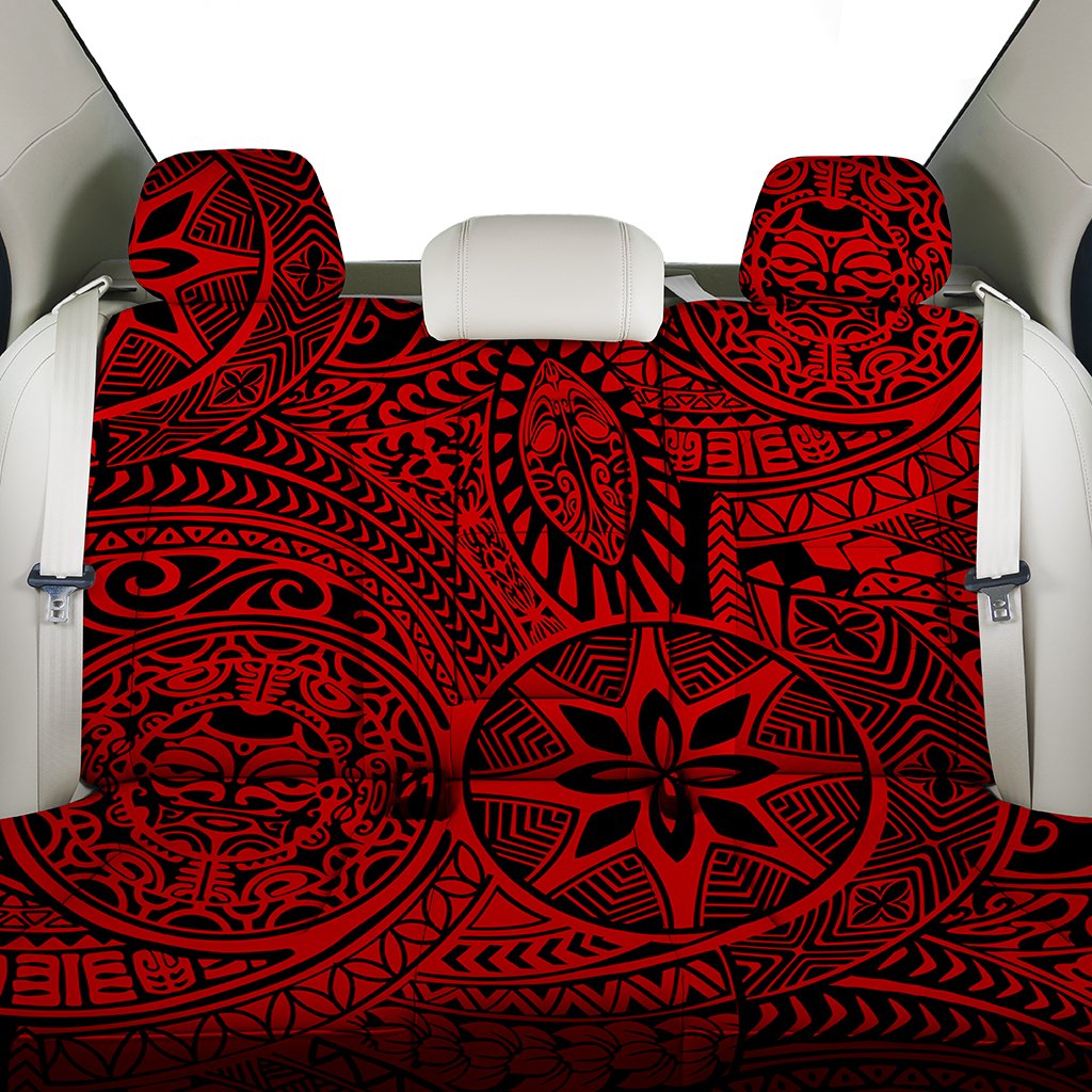Polynesian Hawaiian Style Tribal Tattoo Red Back Seat Cover - Polynesian Pride