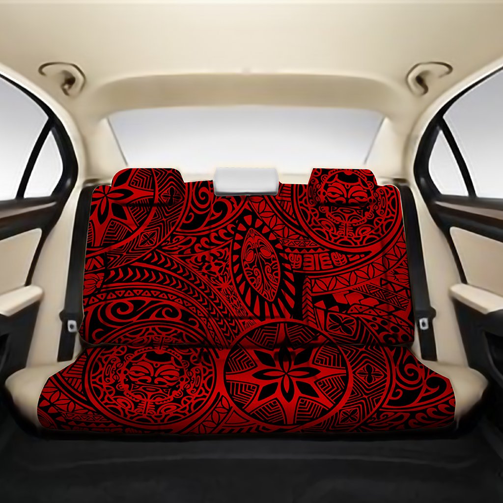 Polynesian Hawaiian Style Tribal Tattoo Red Back Seat Cover One Size Red Back Car Seat Covers - Polynesian Pride