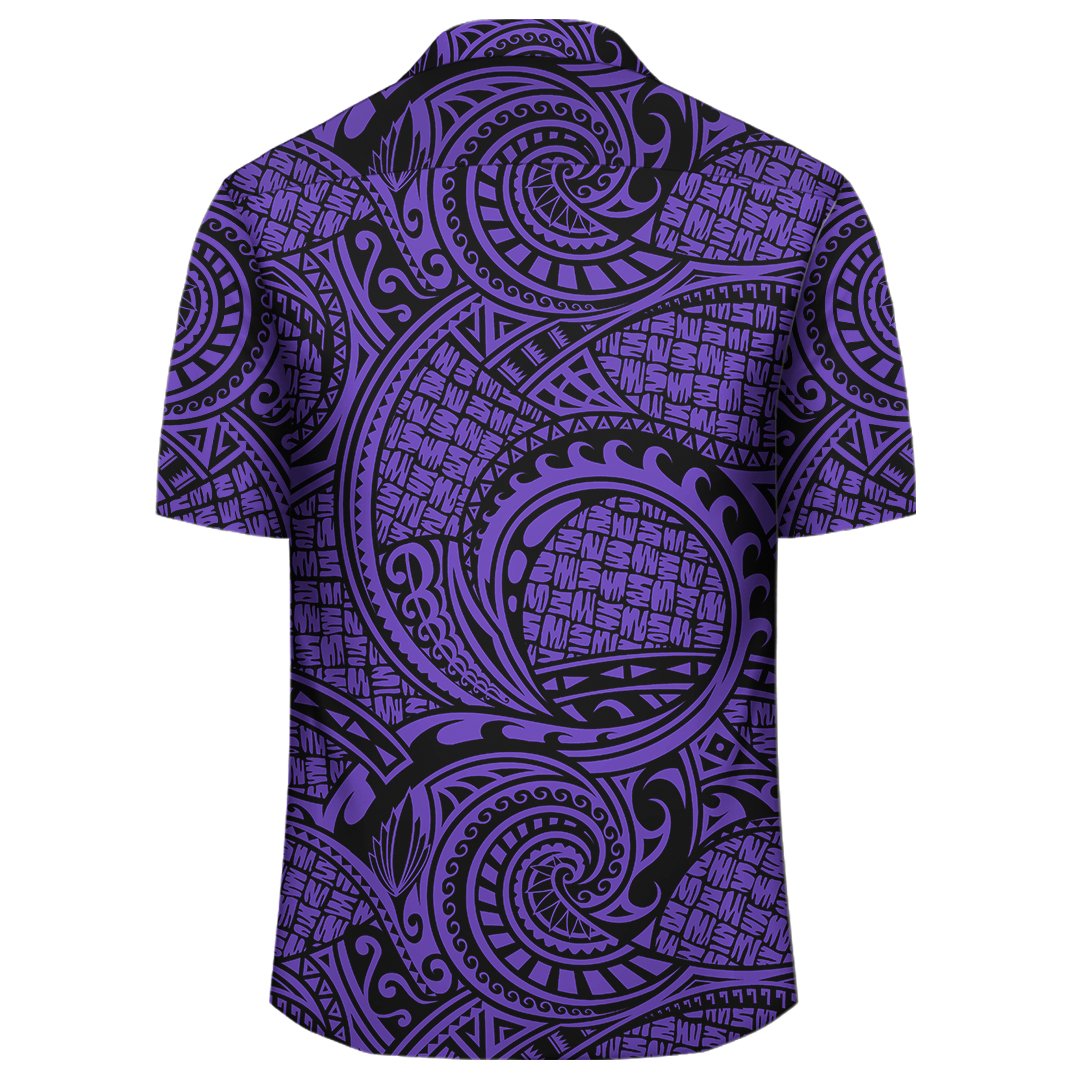 Polynesian Maori Lauhala Violet Hawaiian Shirt - Polynesian Pride