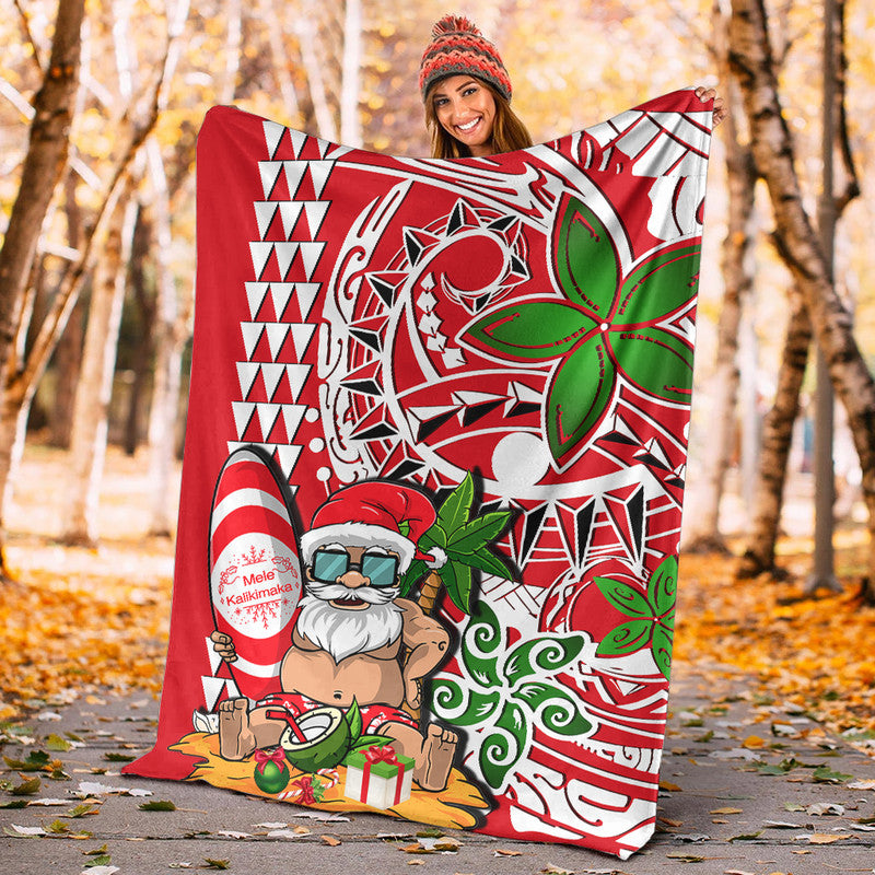 Hawaii Mele Kalikimaka Santa Claus Beach Premium Blanket LT6 - Polynesian Pride