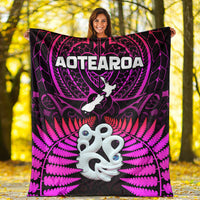 Aotearoa Fern Premium Blanket New Zealand Hei Tiki Purple Style LT13 - Polynesian Pride