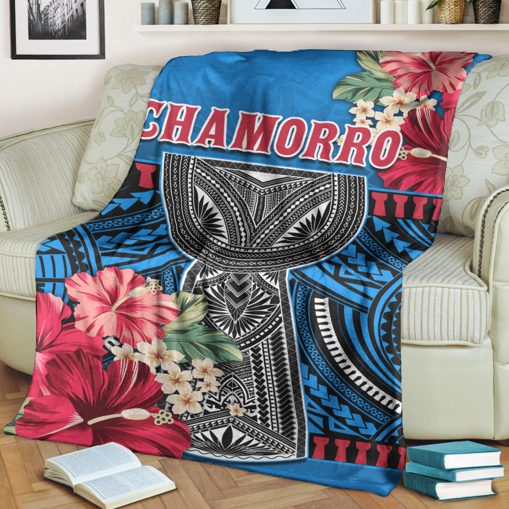 Guam Chamorro Premium Blanket Latte Stone Blue Polynesian Haligi LT13 - Polynesian Pride