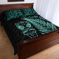 New Zealand Haka Rugby Maori Quilt Bed Set Silver Fern Vibes - Turquoise LT8 - Polynesian Pride