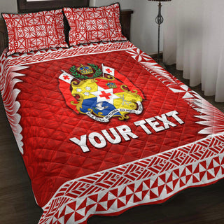 (Custom Personalised) Tonga Coat Of Arms Quilt Bed Set Simplified Version - Red LT8 - Twin / Red