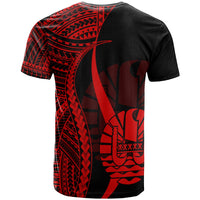Tahiti T Shirt Red Polynesian Tentacle Tribal Pattern - Polynesian Pride
