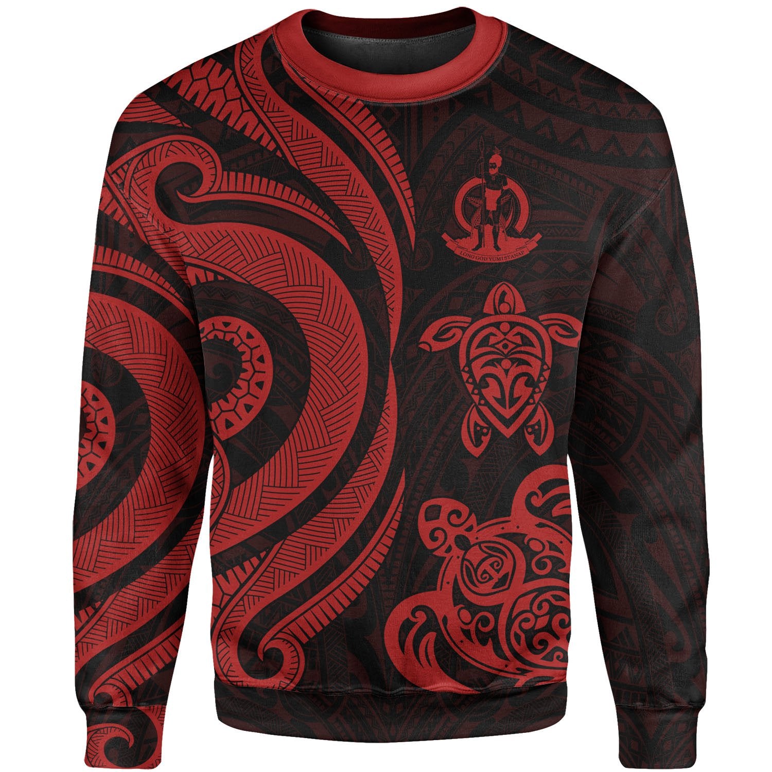 Vanuatu Sweater - Red Tentacle Turtle Unisex Red - Polynesian Pride