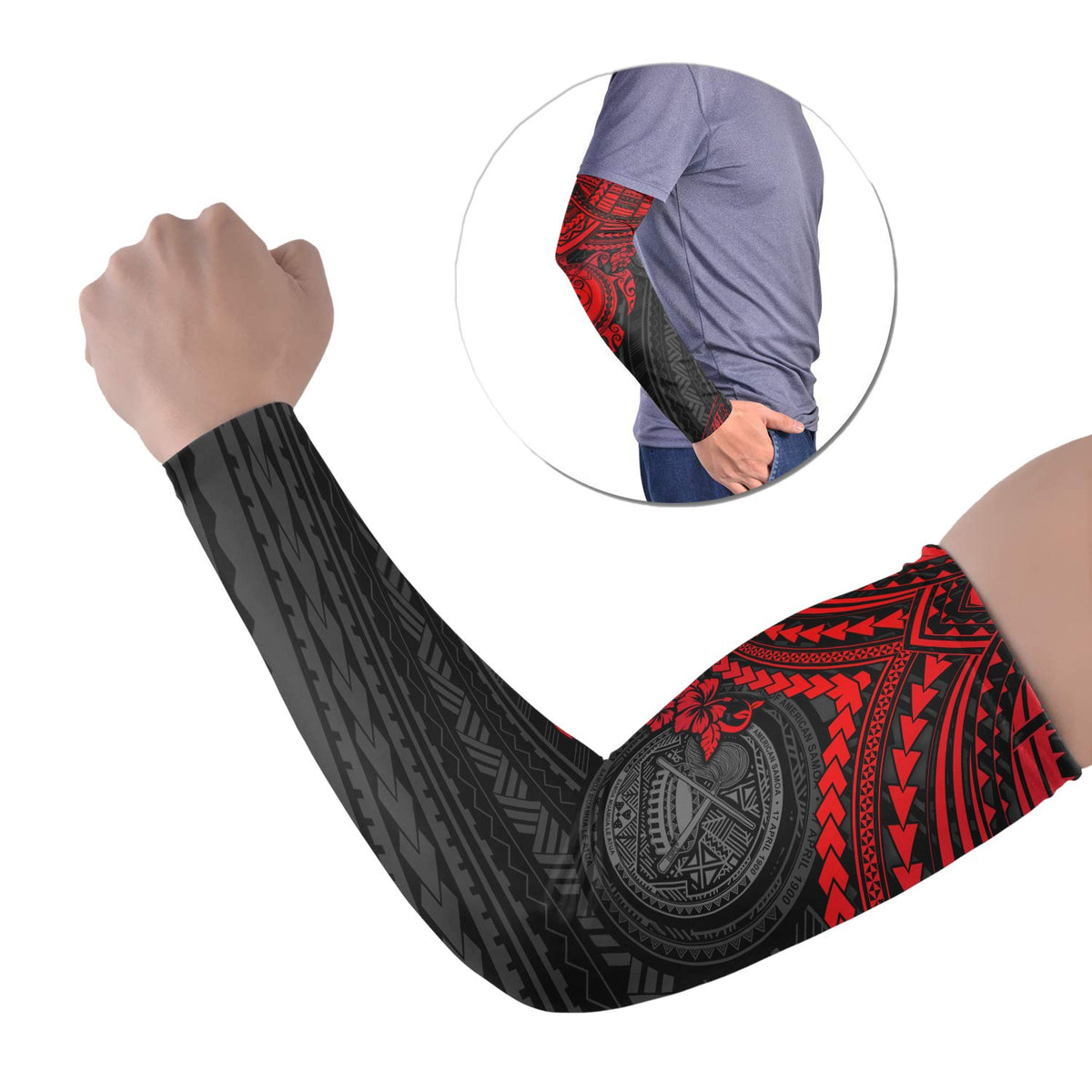 American Samoa Arm Sleeve (Set of Two) - Polynesian Turtle Set of 2 Red - Polynesian Pride