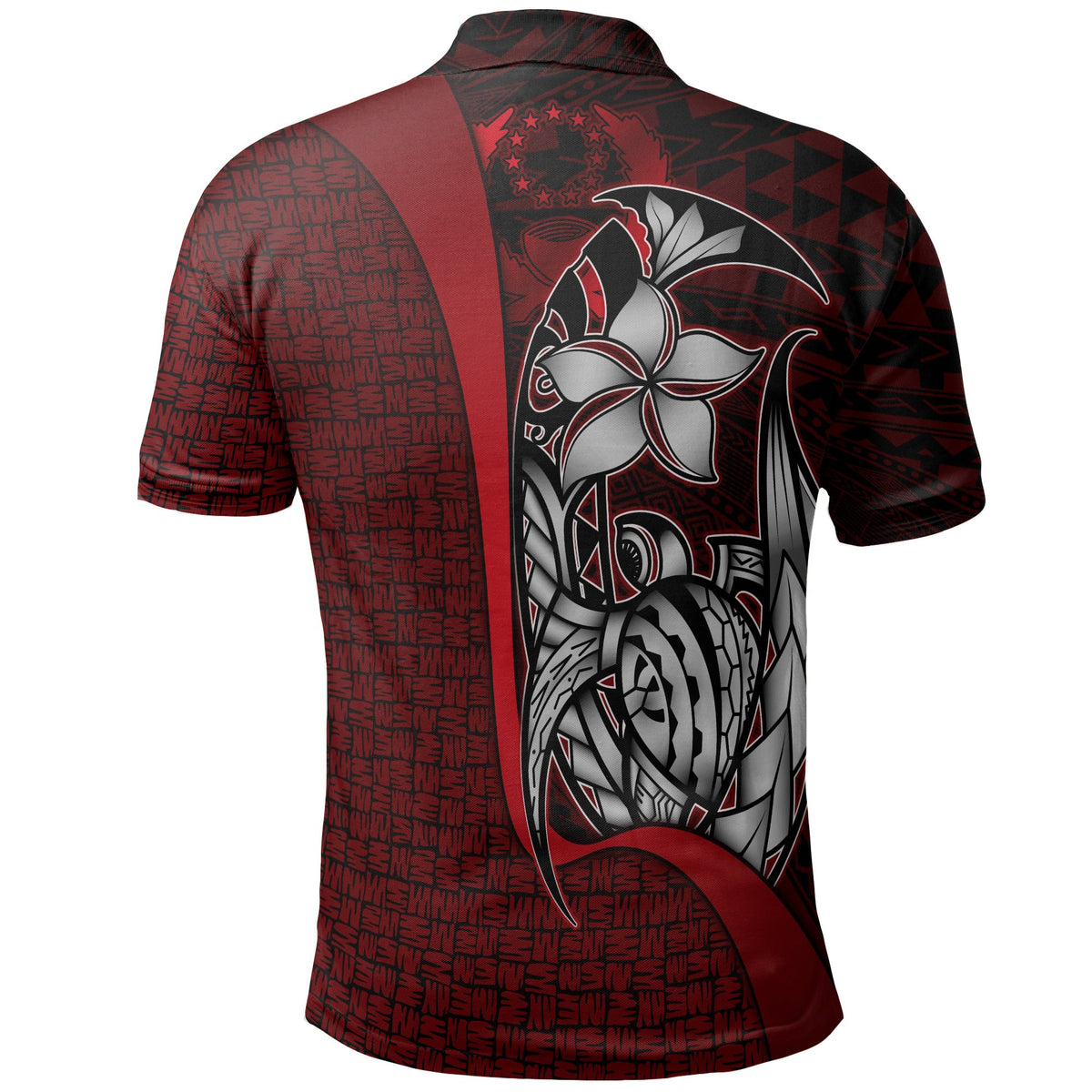 Pohnpei Micronesian Polo Shirt Red Turtle with Hook - Polynesian Pride